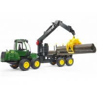 Трактор John Deere 1210E с прицепом с манипулятором и брёвнами Bruder 02-133...