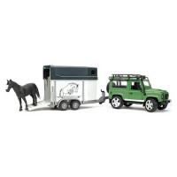 Внедорожник Land Rover Defender с прицепом-коневозкой и лошадью Bruder 02-592...