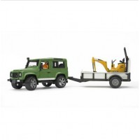 Внедорожник Land Rover Defender c прицепом и экскаватором 8010 CTS Bruder 02-593...