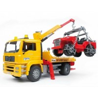 Эвакуатор MAN с портативным краном и внедорожником Bruder 02-750...