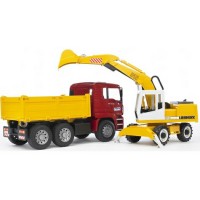 Самосвал MAN с колёсным экскаватором Liebherr Bruder 02-751...