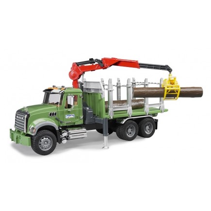 Лесовоз Mack с портативным краном и брёвнами Bruder (брудер) (Арт. 02-824; 02824)