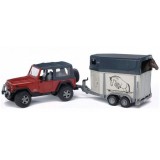 Внедорожник Jeep Wrangler Unlimited Rubicon c прицепом-коневозкой и лошадью Brud...